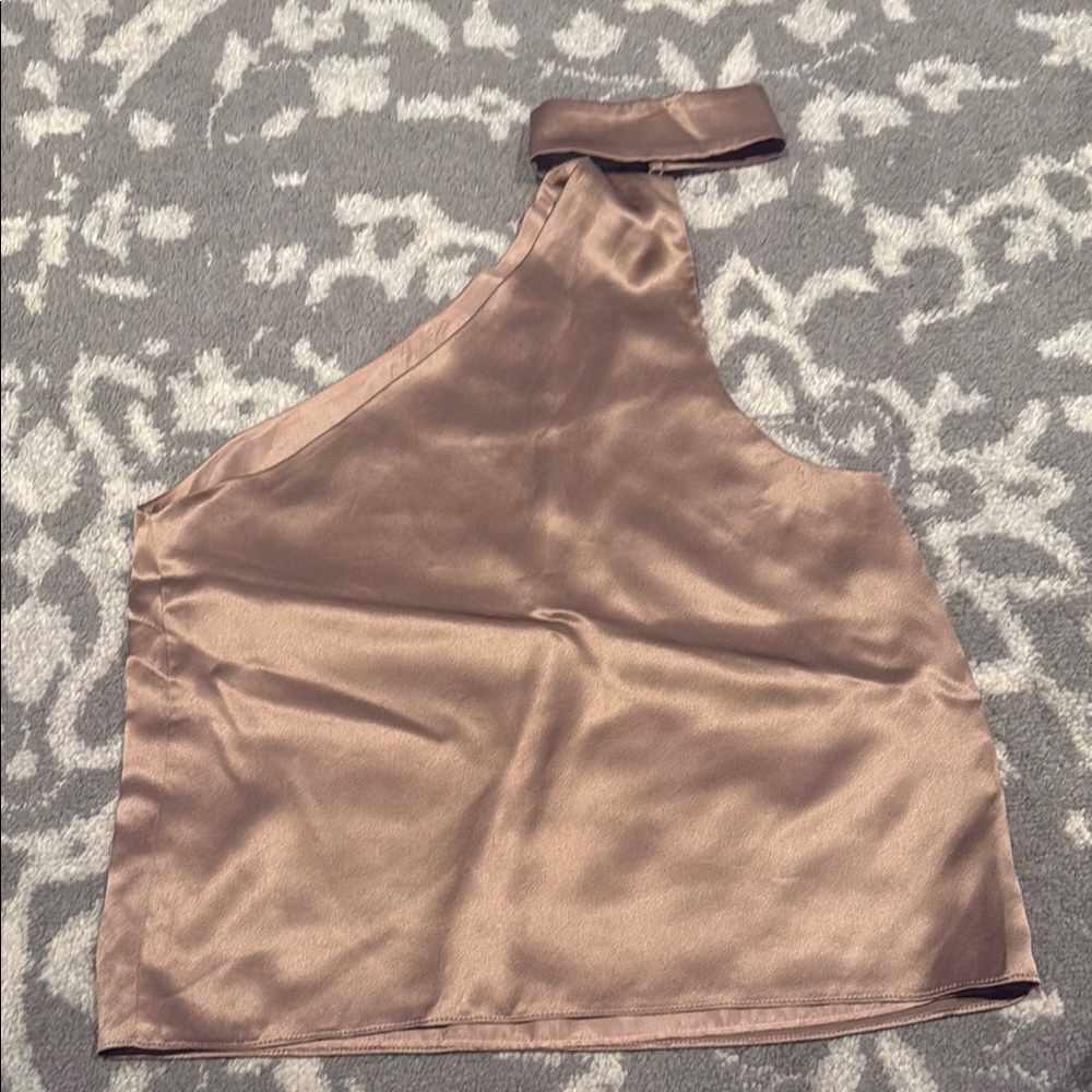 Michelle Mason Satin One-Shoulder Top